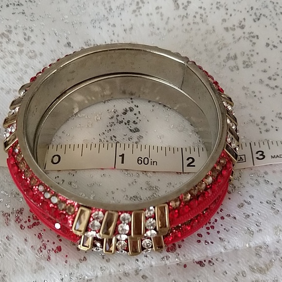 Hyderabad India Red Gold Glass Bangles 6pc - Picture 5 of 11